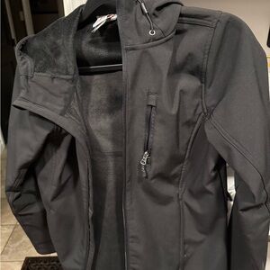 Avalanche Women's Black Hooded Softshell Windbreaker